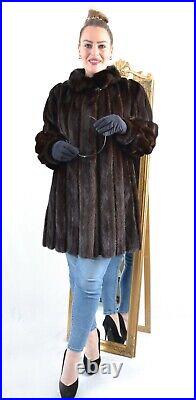 Us4895 Real Mink Fur Jacket Ranch Mink Coat Leather Trim Size 2xl Nerzjacke