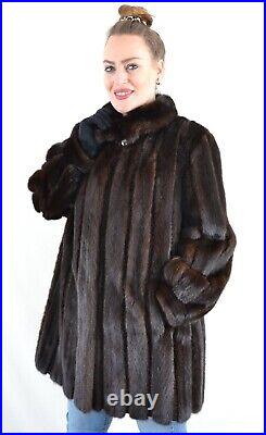 Us4895 Real Mink Fur Jacket Ranch Mink Coat Leather Trim Size 2xl Nerzjacke