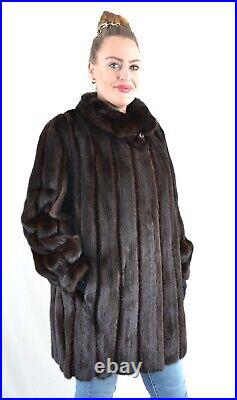 Us4895 Real Mink Fur Jacket Ranch Mink Coat Leather Trim Size 2xl Nerzjacke