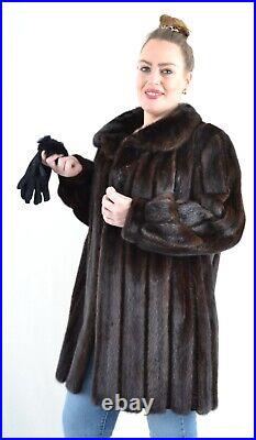 Us4895 Real Mink Fur Jacket Ranch Mink Coat Leather Trim Size 2xl Nerzjacke