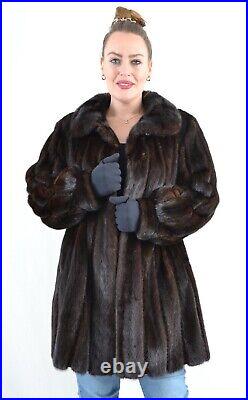 Us4895 Real Mink Fur Jacket Ranch Mink Coat Leather Trim Size 2xl Nerzjacke