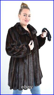 Us4895 Real Mink Fur Jacket Ranch Mink Coat Leather Trim Size 2xl Nerzjacke