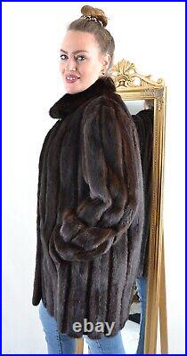 Us4895 Real Mink Fur Jacket Ranch Mink Coat Leather Trim Size 2xl Nerzjacke