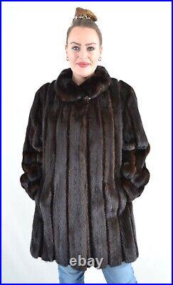 Us4895 Real Mink Fur Jacket Ranch Mink Coat Leather Trim Size 2xl Nerzjacke