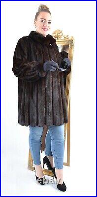 Us4895 Real Mink Fur Jacket Ranch Mink Coat Leather Trim Size 2xl Nerzjacke