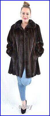 Us4895 Real Mink Fur Jacket Ranch Mink Coat Leather Trim Size 2xl Nerzjacke