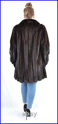 Us4895 Real Mink Fur Jacket Ranch Mink Coat Leather Trim Size 2xl Nerzjacke