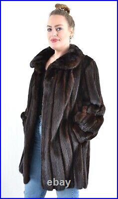 Us4895 Real Mink Fur Jacket Ranch Mink Coat Leather Trim Size 2xl Nerzjacke