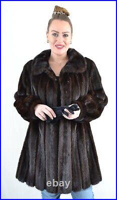 Us4895 Real Mink Fur Jacket Ranch Mink Coat Leather Trim Size 2xl Nerzjacke