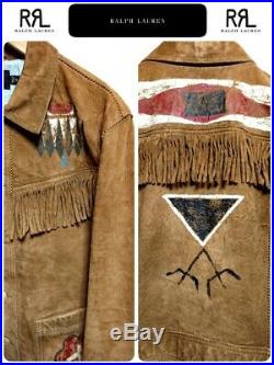 Used RRL Ralph Lauren Suede Leather Native Western Jacket XL Size Rare
