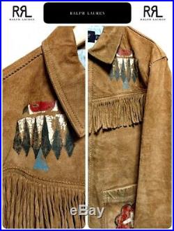 Used RRL Ralph Lauren Suede Leather Native Western Jacket XL Size Rare