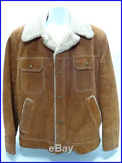 VINTAGE JC PENNEY BARN WESTERN JACKET LINED LEATHER SUEDE MENS SIZE 44 in EUC