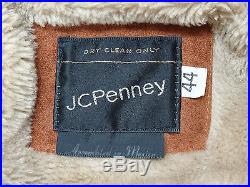 VINTAGE JC PENNEY BARN WESTERN JACKET LINED LEATHER SUEDE MENS SIZE 44 in EUC