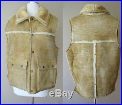 Vintage Overland Sheepskin Co. Leather Fur Western Ranch Jacket Coat Vest Top L
