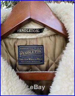 VINTAGE PENDLETON High Grade WESTERN WEAR WOOL COAT JACKET SHERPA-LINED Plaid