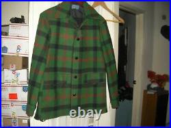 VINTAGE Pendleton 100% wool jacket coat green red black plaid buffalo woman szM
