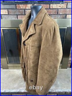 VINTAGE The Leather Shop Sears Suede Ranch Jacket Coat Men 42 Sherpa Lined Vtg