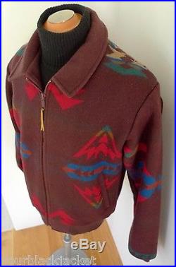 VIVID PENDLETON High GRADE WESTERN Wear WOOL BLANKET Jacket COAT NAVAJO INDIAN