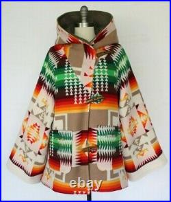 VTG Artisan Pendleton chief Joseph wool blanket jacket Aztec tribal coat poncho