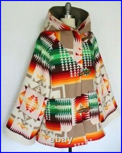 VTG Artisan Pendleton chief Joseph wool blanket jacket Aztec tribal coat poncho