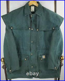 VTG CARHARTT Medium Green Rancher Duster Field Barn Jacket Coat Full Zip Mens