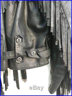 VTG Johnsons Mex Tex Western Black Biker Leather Fringe Jacket Vivienne Westwood