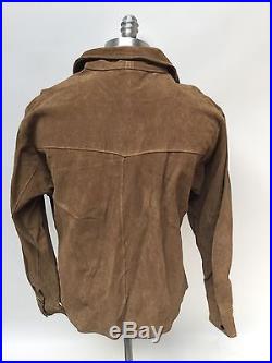 VTG Joo Kay Jo-O-Kay Suede Leather Western Rancher Jacket Brown Hippie