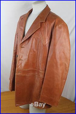 VTG Kenny Rogers Western Car Coat Lambskin Leather Jacket Fight Club SZ 50