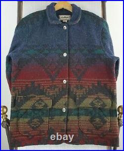 VTG LL BEAN USA Made Large Womens Wool Aztec Southwest Barn Chore Jacket Coat