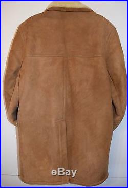 Vtg Neiman Marcus Suede Leather Wool Shearling Rancher Coat Western Jacket Minty