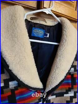 VTG PENDLETON High Grade Western Wear Adult Wool Coat Sherpa Collar Aztec Sz 40