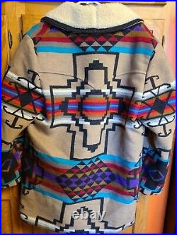 VTG PENDLETON High Grade Western Wear Adult Wool Coat Sherpa Collar Aztec Sz 40