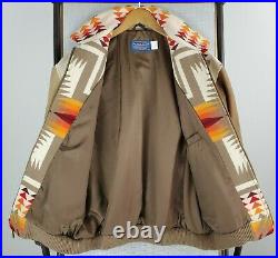 VTG PENDLETON Size Large Made in USA Wool/Leather Aztec Southwest Bomber Jacket