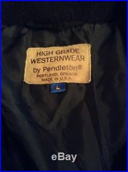 VTG Pendleton High Grade Western Wear Black Wool Coat Jacket Large