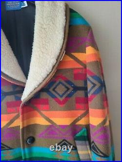 VTG Pendleton High Grade Western Wear Mens Aztec Wool Jacket Size 46 XL Sherpa