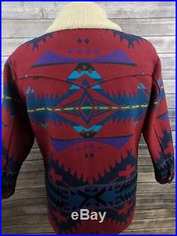 VTG Pendleton High Grade Western Wear Mens Coat Blanket Jacket Aztec Sherpa XL