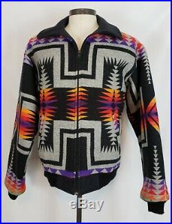 VTG Pendleton High Grade Western Wear Mens Jacket Aztec Size Large BLACK VINTAGE