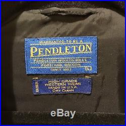VTG Pendleton High Grade Western Wear Wool Aztec Black Bear Zip Jacket Large