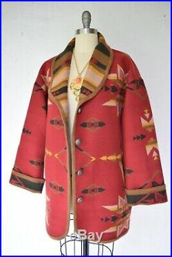 VTG Pendleton Knockabouts wool Aztec southwest Mexican blanket coat jacket ranch