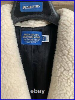 VTG Pendleton Western Wear Aztec Wool Blanket Sherpa Coat Jacket Mens 40 LG