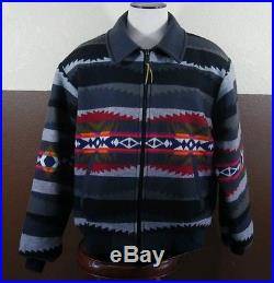 VTG Pendleton Western Wear Native Print Wool Indian Blanket Coat Jacket Mens XL