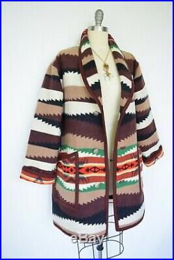 VTG Pendleton Wollen Mill wool Aztec southwest Mexican blanket coat jacket ranch