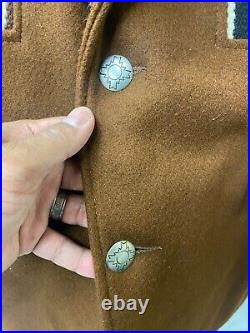 VTG Pioneer Wear Mens Western Jacket Chimayo Aztec Wool Brown USA XL/44. RARE