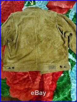VTG Polo Ralph Lauren Suede Leather Jacket Button Front Western Coat Sport L