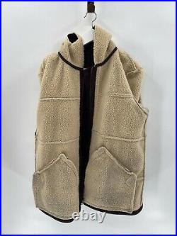 VTG Ralph Lauren Cognac Brown Faux Suede Shearling Jacket Coat Women's Sz L P