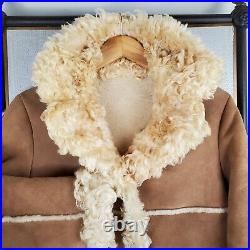 VTG SAWYER OF NAPA Size 10 Medium Womens Suede Shearling Rancher Jacket Coat
