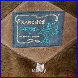 VTG SCHOTT BROS Size 38 Small Mens Suede Sherpa Western Rancher Trucker Jacket