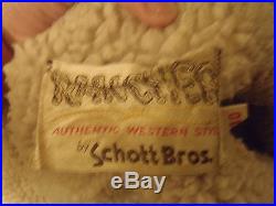 VTG Schott Bros. Leather Rancher Jacket Coat Suede Sherpa Warm Western Size 40