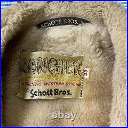 VTG Schott Bros Rancher Suede Sherpa Lined Western Jacket Coat Men's 40 Heavy
