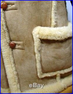 VTG Schott Sheepskin Shearling Rancher Western Marlboro Man Coat Jacket USA 46